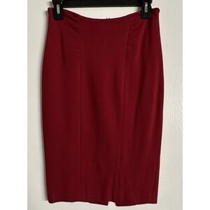 Y2K Vtg Bebe Red Pencil Skirt Made In USA Back Slit Zipper Size 0